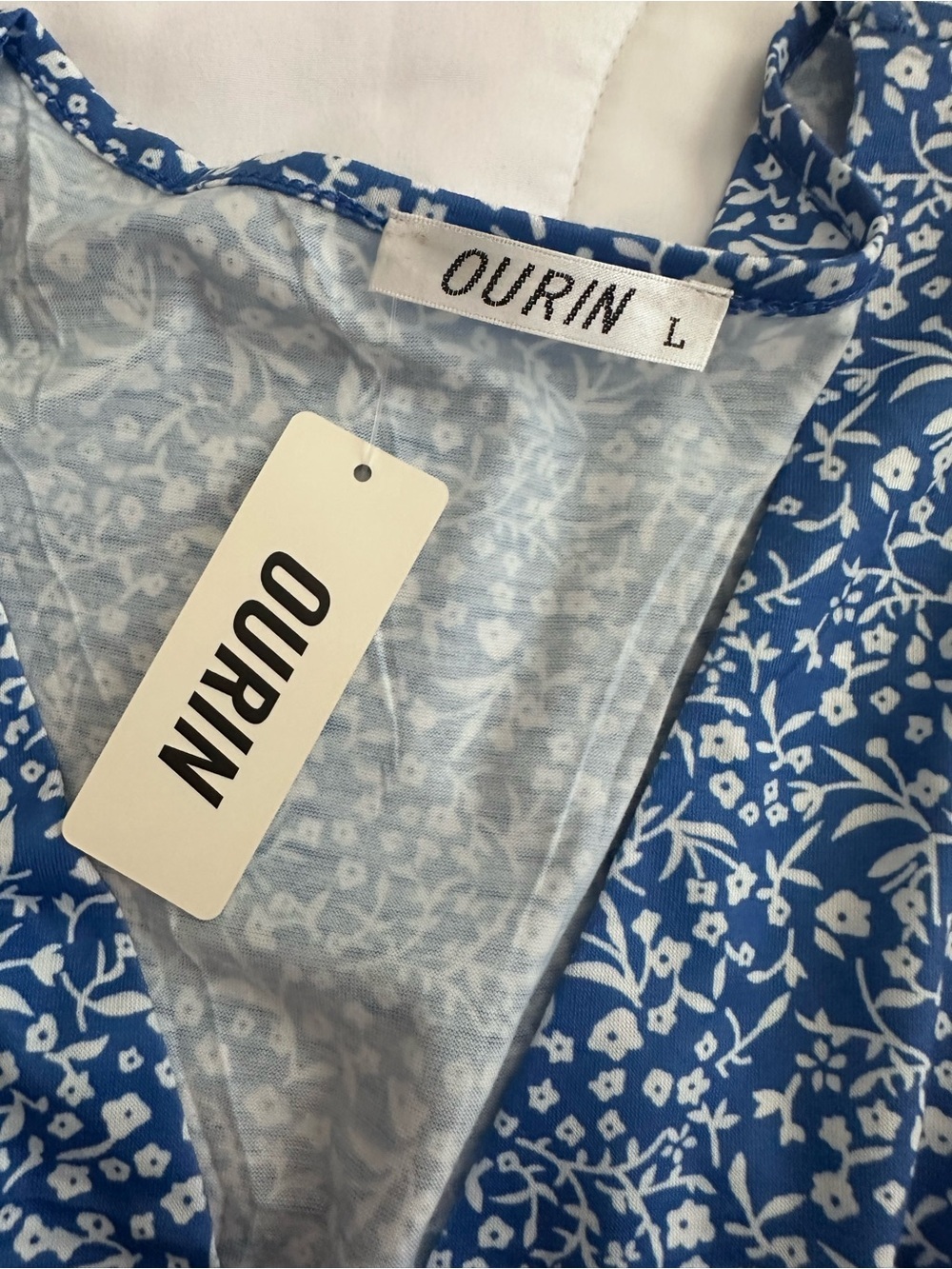 Blue Floral V-Neck Midi Dress - Picture 8 of 8